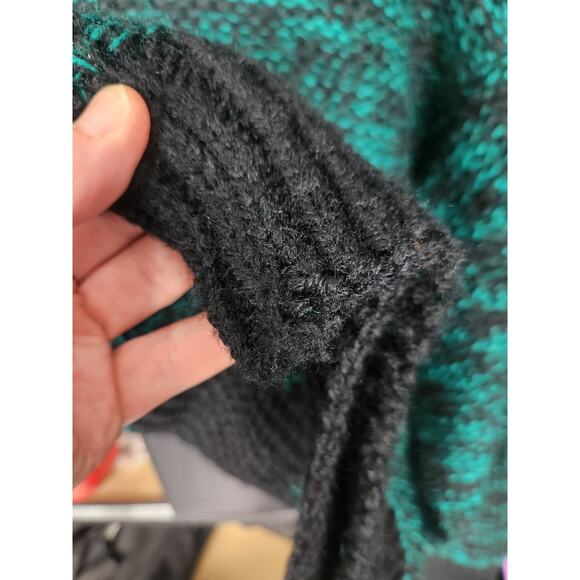 Vintage 80s Acrylic and Leather sweater men's XL - Picture 4 of 4